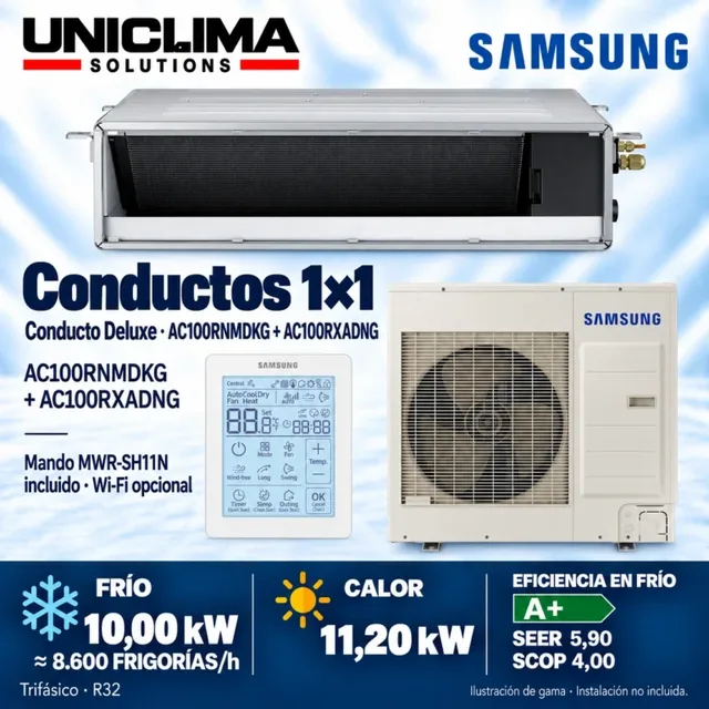 Conjunto Samsung AC100RNMDKG + AC100RXADNG, 8.600 frigorías/h — Uniclima