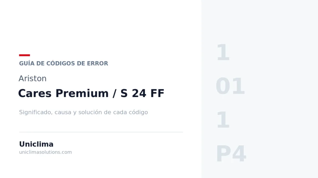 Caldera Ariston Cares Premium / S 24 FF con la lista de códigos de error y su solución