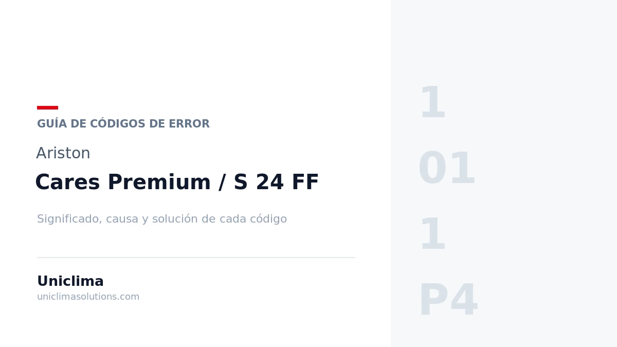 Caldera Ariston Cares Premium / S 24 FF con la lista de códigos de error y su solución