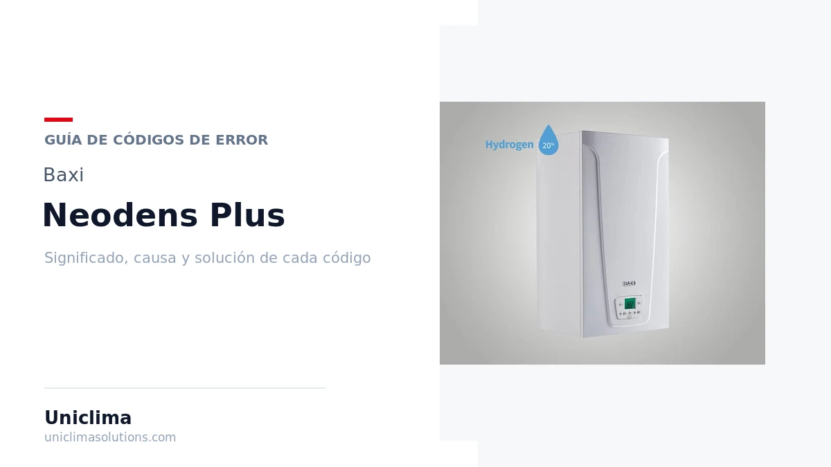 Caldera Baxi Neodens Plus 24/24F y 28/28F ECO con la lista de códigos de error y su solución