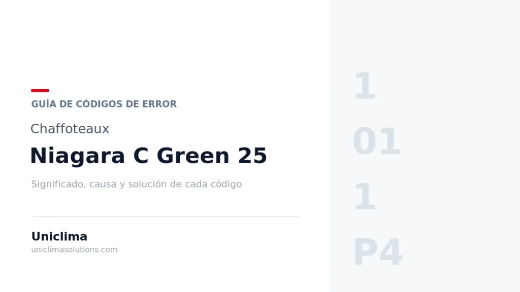 Caldera Chaffoteaux Niagara C Green 25 con la lista de códigos de error y su solución