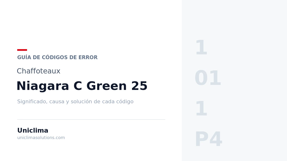 Caldera Chaffoteaux Niagara C Green 25 con la lista de códigos de error y su solución