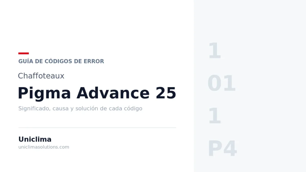 Caldera Chaffoteaux Pigma Advance 25 con la lista de códigos de error y su solución
