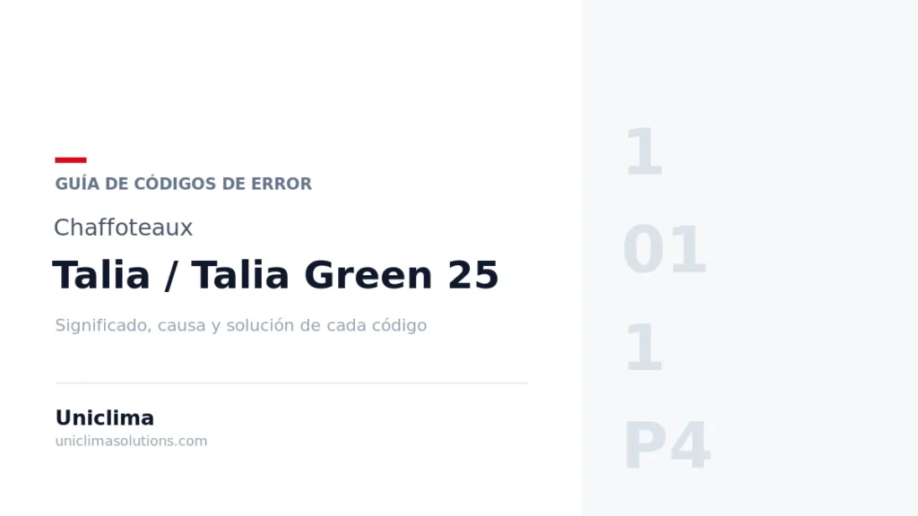 Caldera Chaffoteaux Talia / Talia Green 25 con la lista de códigos de error y su solución