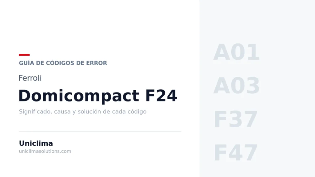 Caldera Ferroli Domicompact F24 con la lista de códigos de error y su solución