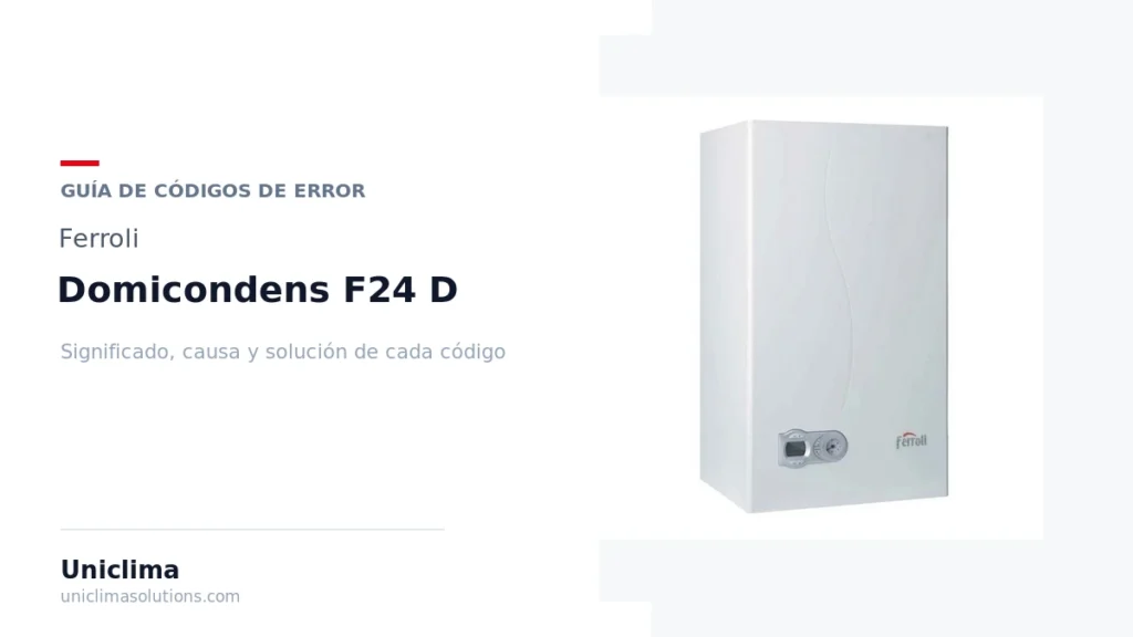 Caldera Ferroli Domicondens F24 D con la lista de códigos de error y su solución