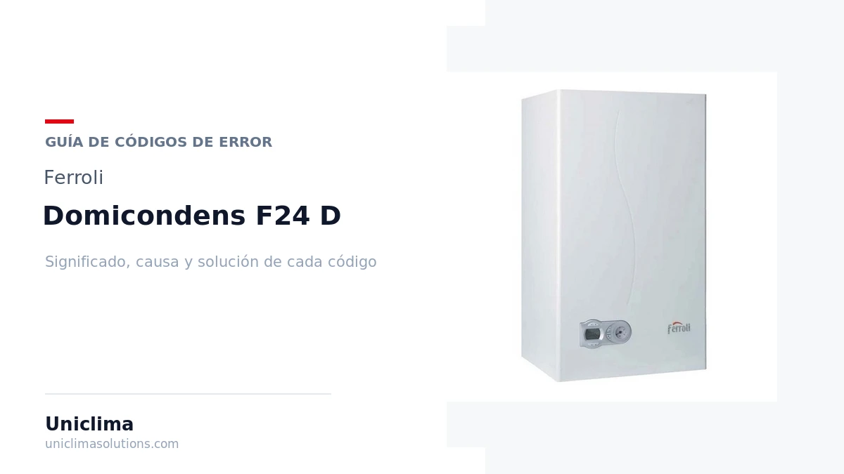 Caldera Ferroli Domicondens F24 D con la lista de códigos de error y su solución