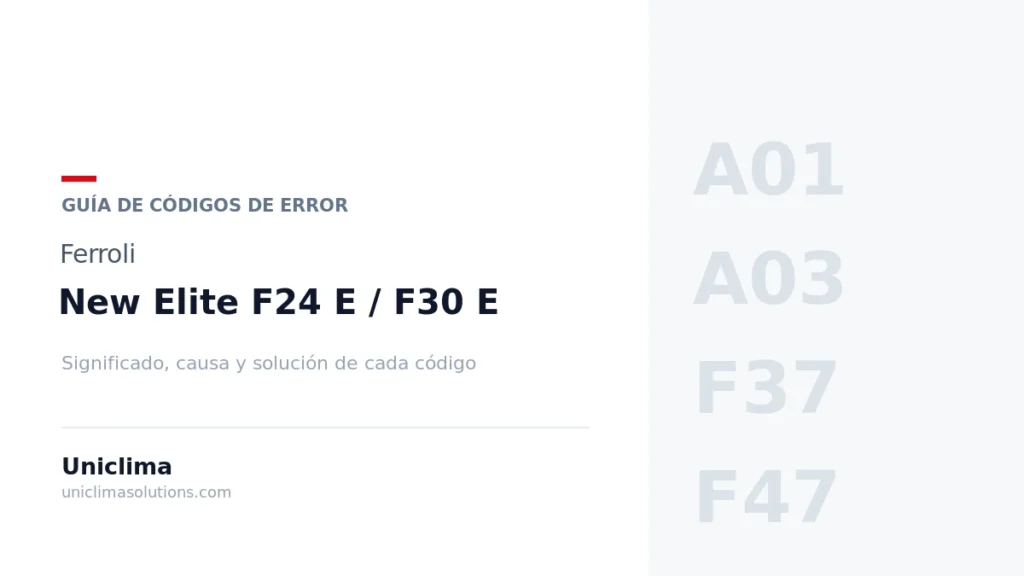 Caldera Ferroli New Elite F24 E / F30 E con la lista de códigos de error y su solución