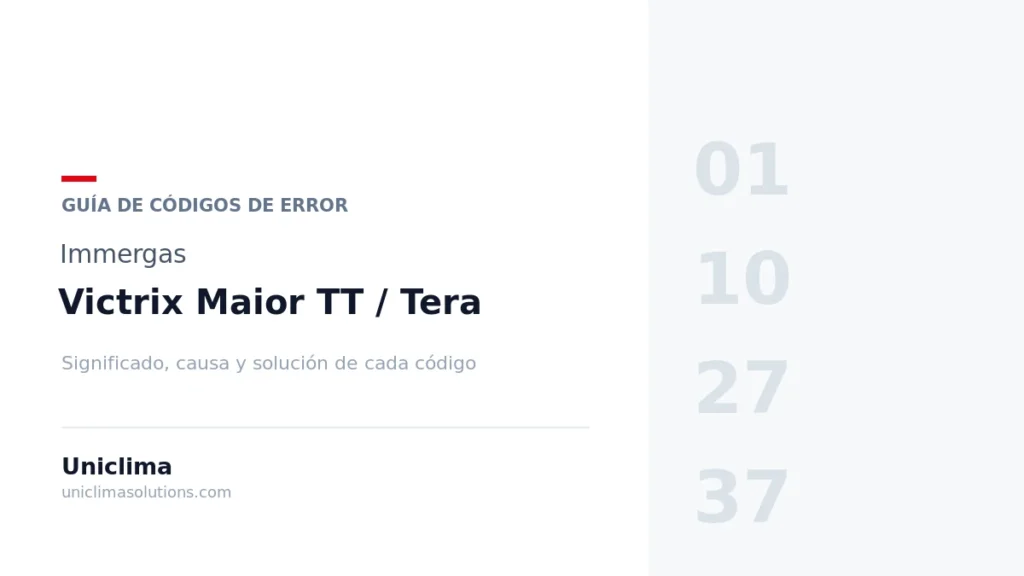 Caldera Immergas Victrix Maior TT / Tera con la lista de códigos de error y su solución