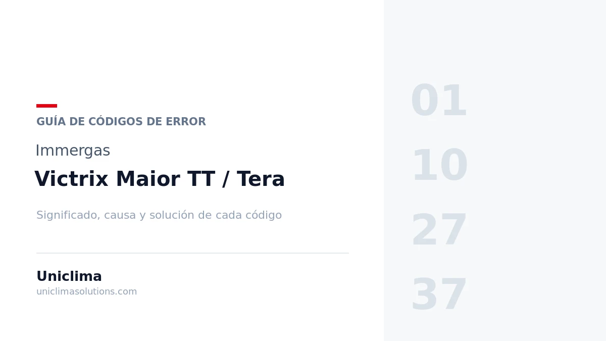 Caldera Immergas Victrix Maior TT / Tera con la lista de códigos de error y su solución