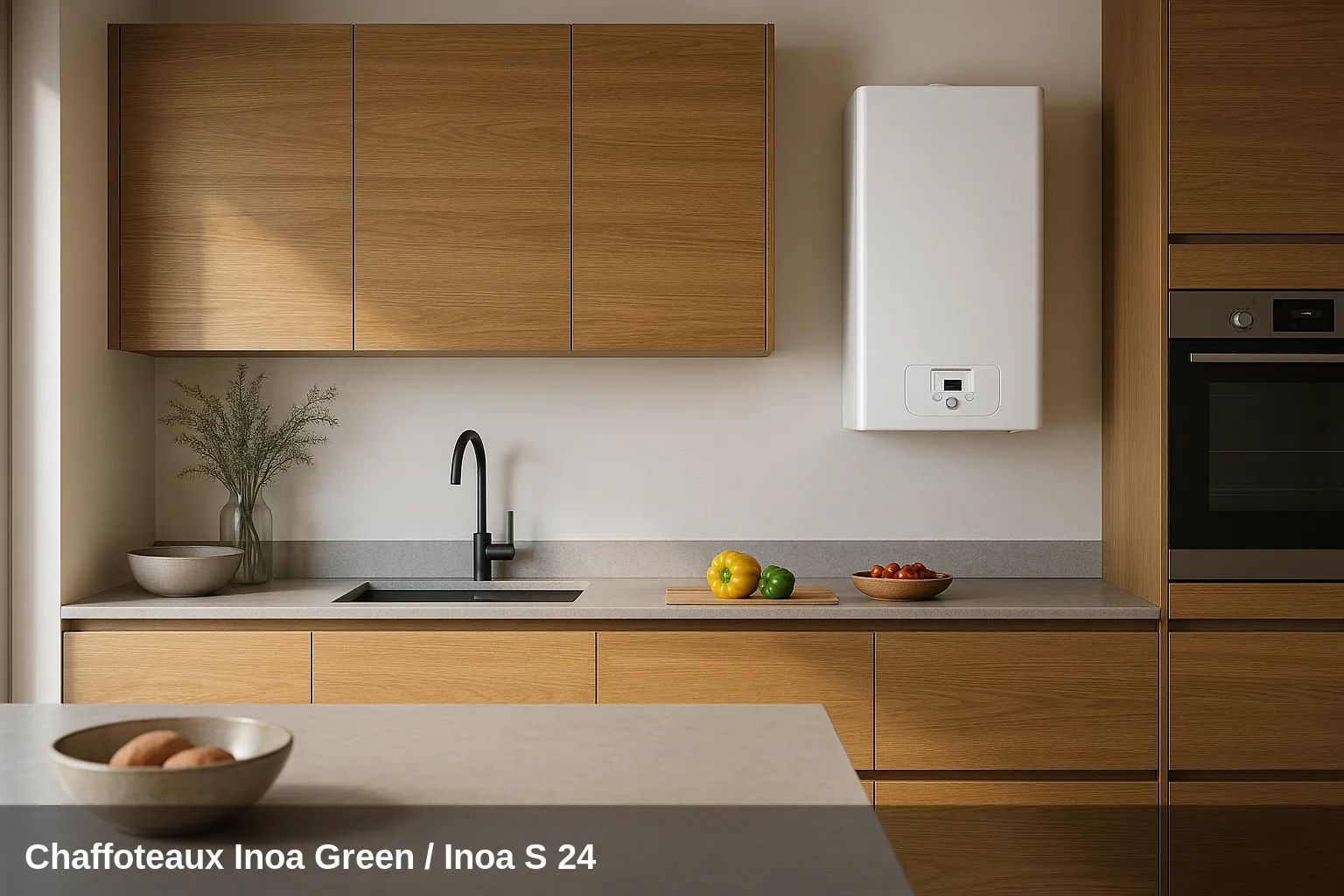 Caldaia Chaffoteaux Inoa Green en una cocina moderna.