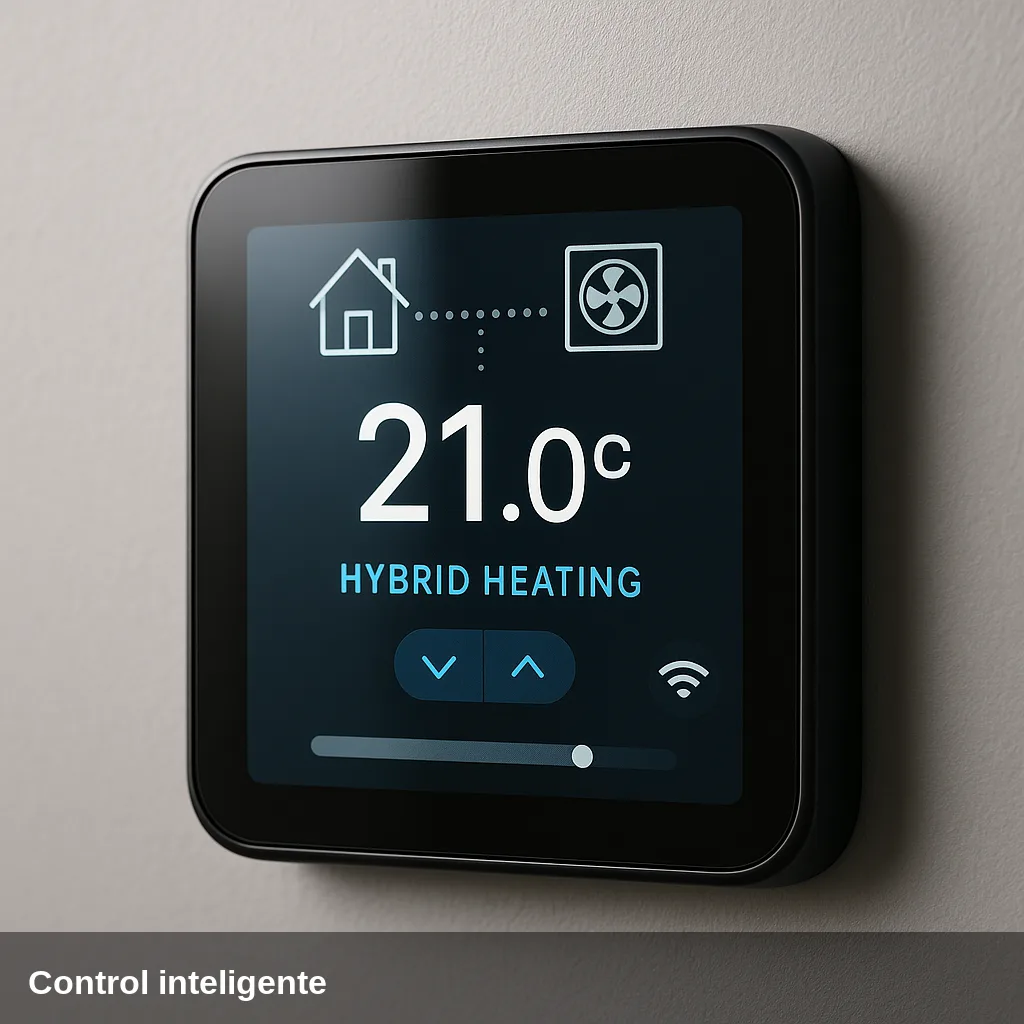 Termostato inteligente para sistema de calefacción híbrido.