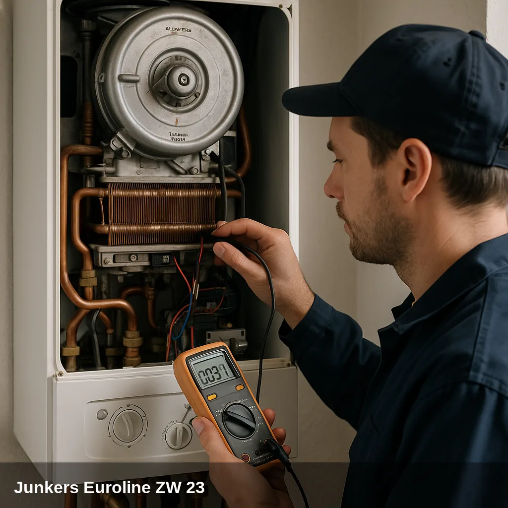 Tecnico diagnosticando caldaia Junkers Euroline ZW 23
