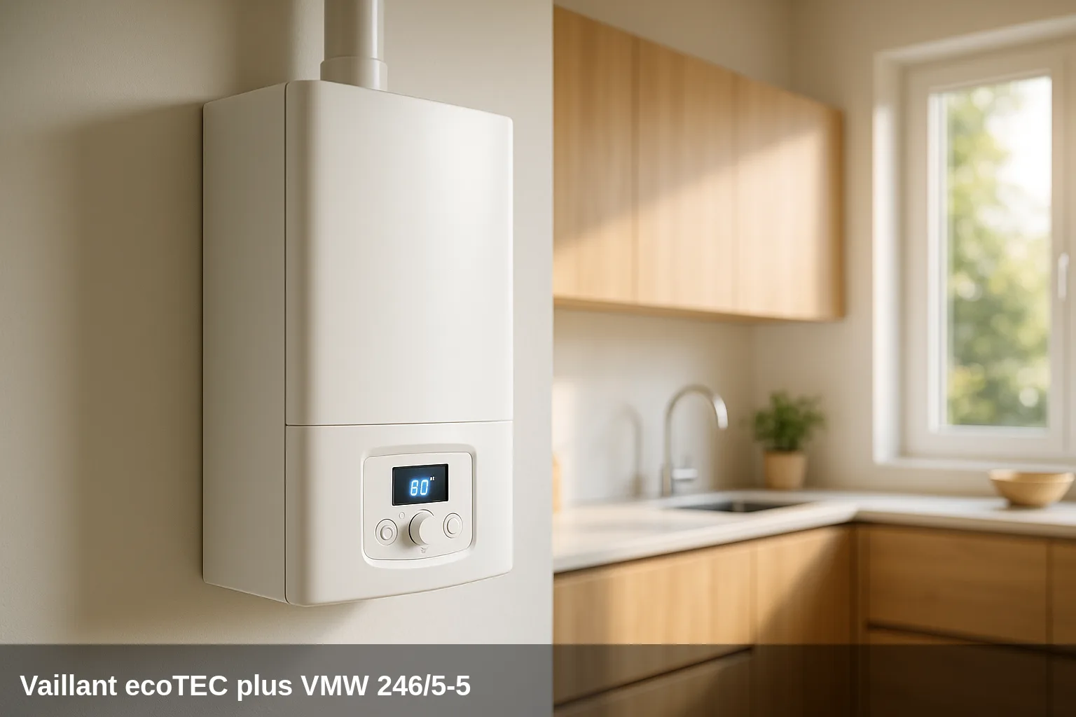Vaillant ecoTEC plus VMW 246/5-5 in einer Küche zeigt einen Fehlercode F.xx an.