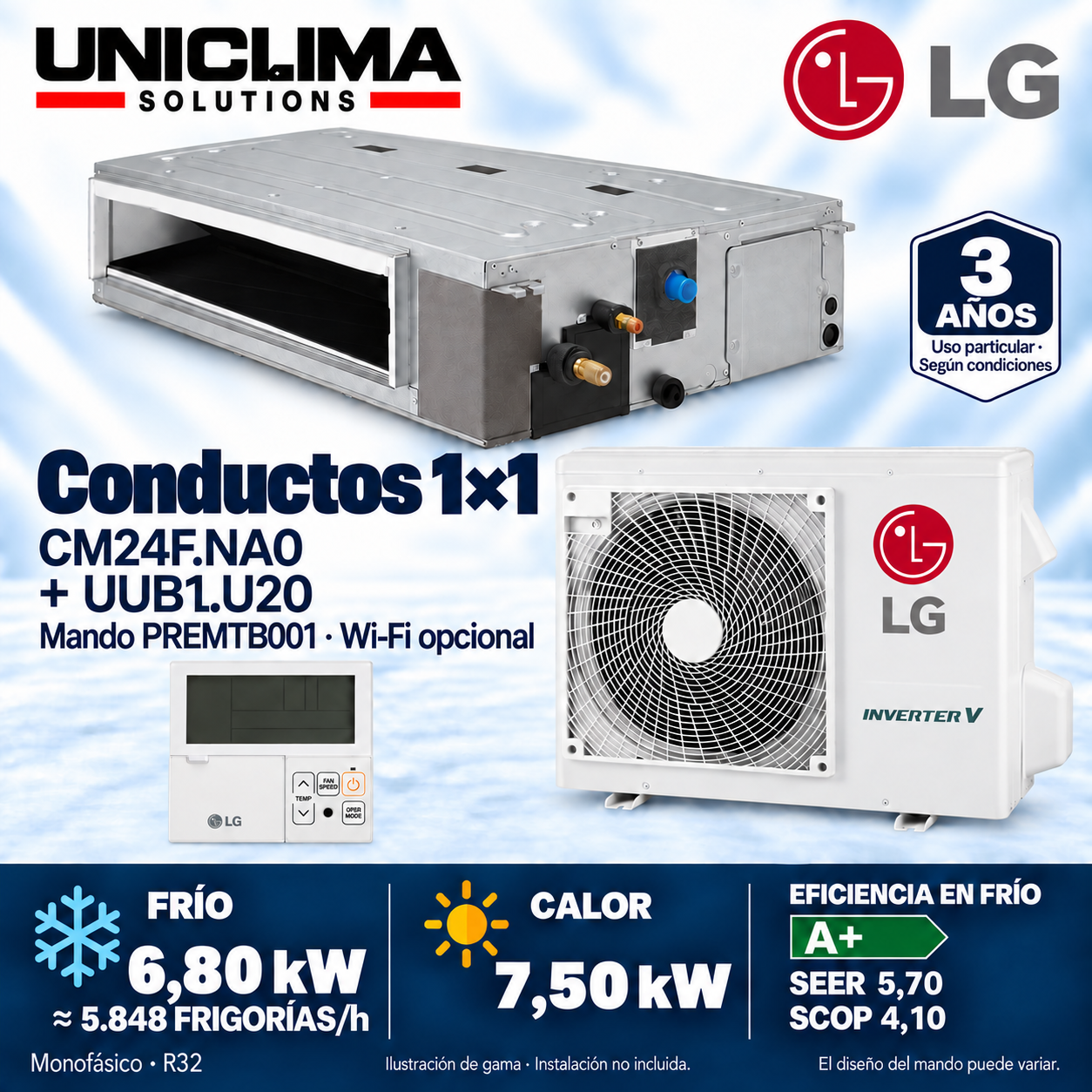 Conjunto LG CM24F.NA0 + UUB1.U20, 5.848 FRIGORÍE/h — Uniclima