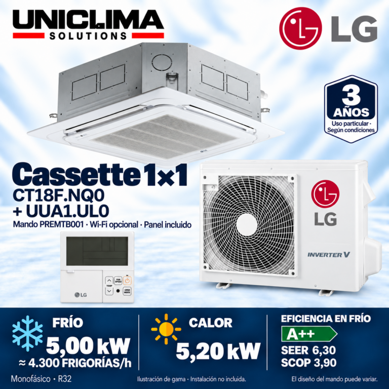 Conjunto LG CT18F.NQ0 + UUA1.UL0, 4.300 FRIGORÍE/h — Uniclima