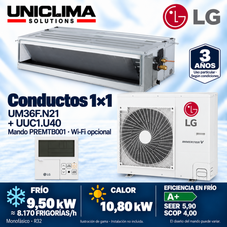 Conjunto LG UM36F.N21 + UUC1.U40, 8.170 FRIGORÍE/h — Uniclima