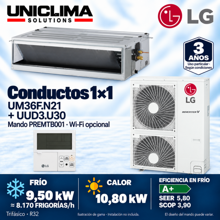 Conjunto LG UM36F.N21 + UUD3.U30, 8.170 FRIGORÍE/h — Uniclima