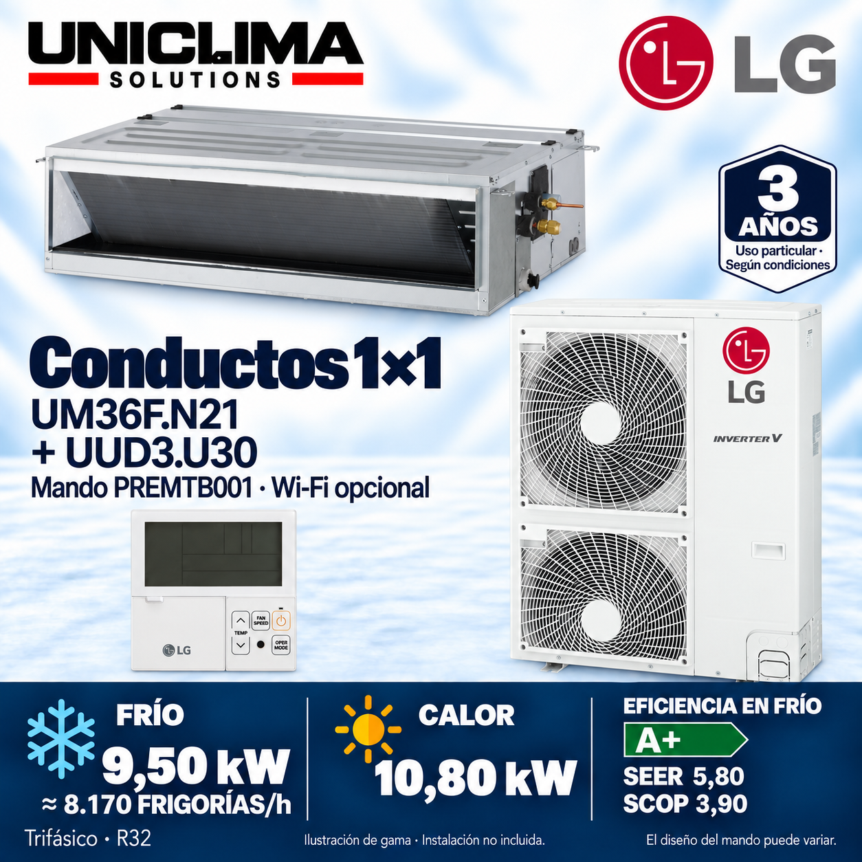 LG UM36F.N21 + UUD3.U30, 8.170 FRIGORÍEN/h — Uniclima