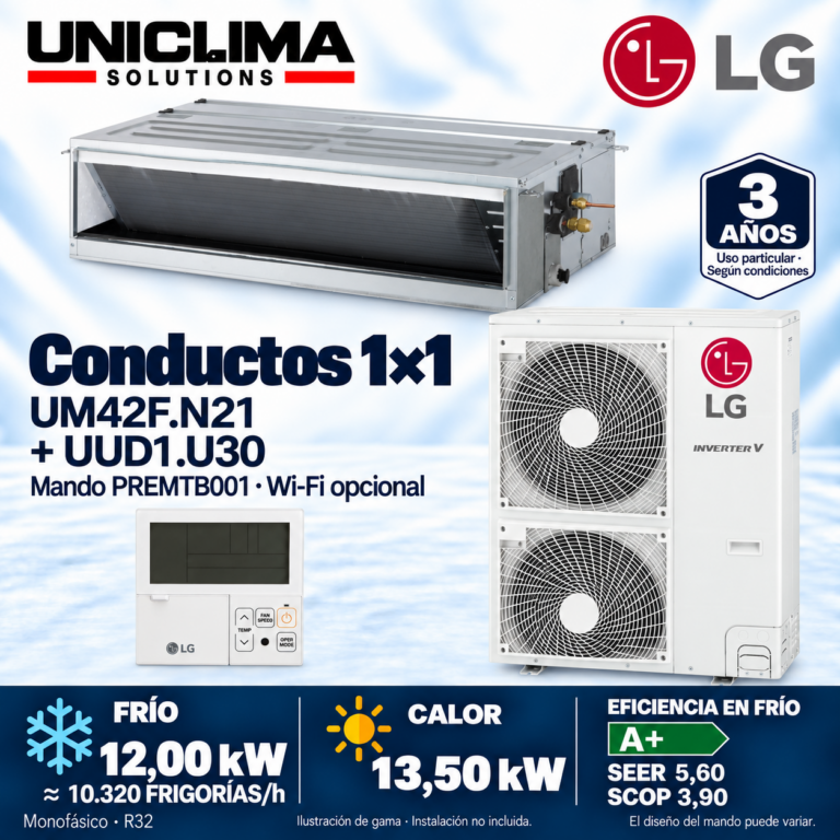 Conjunto LG UM42F.N21 + UUD1.U30, 10.320 FRIGORÍE/h — Uniclima