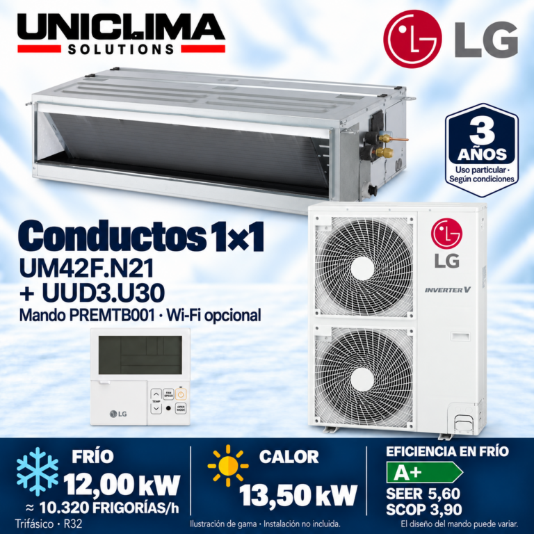 Conjunto LG UM42F.N21 + UUD3.U30, 10.320 FRIGORÍAS/h — Uniclima