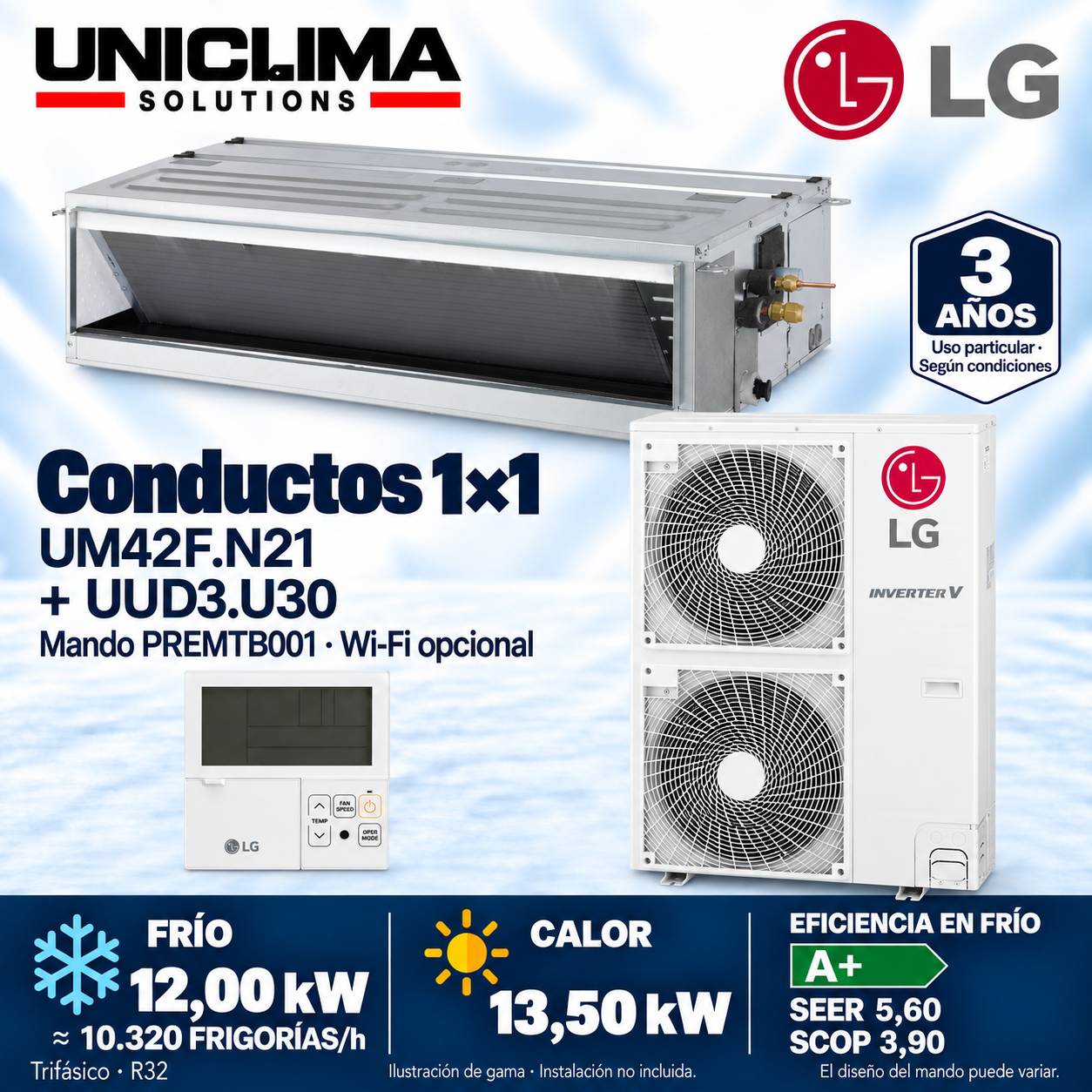 LG UM42F.N21 + UUD3.U30, 10.320 FRIGORÍAS/h — Uniclima