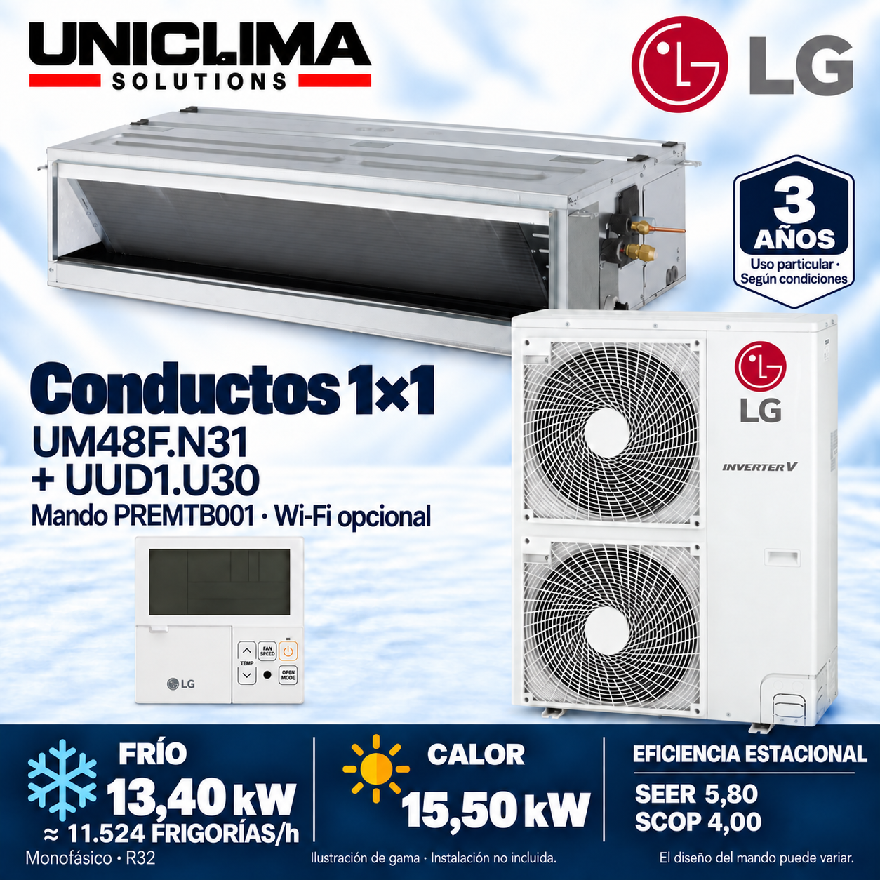LG UM48F.N31 + UUD1.U30, 11.524 FRIGORÍEN/h — Uniclima