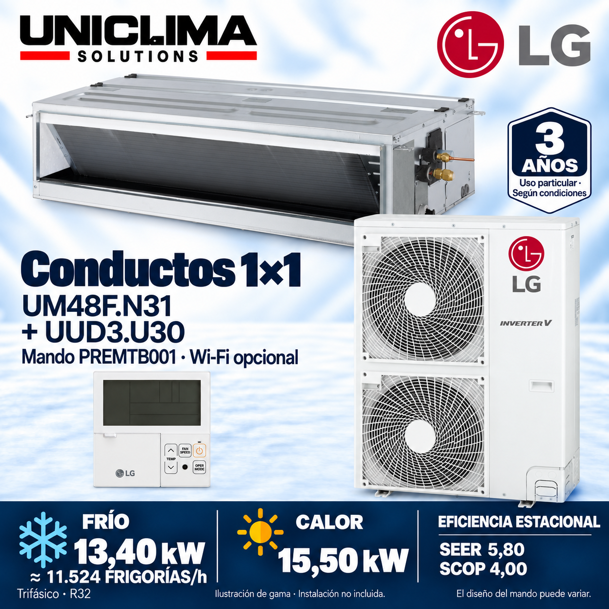 LG UM48F.N31 + UUD3.U30, 11.524 FRIGORÍENDA/h — Uniclima