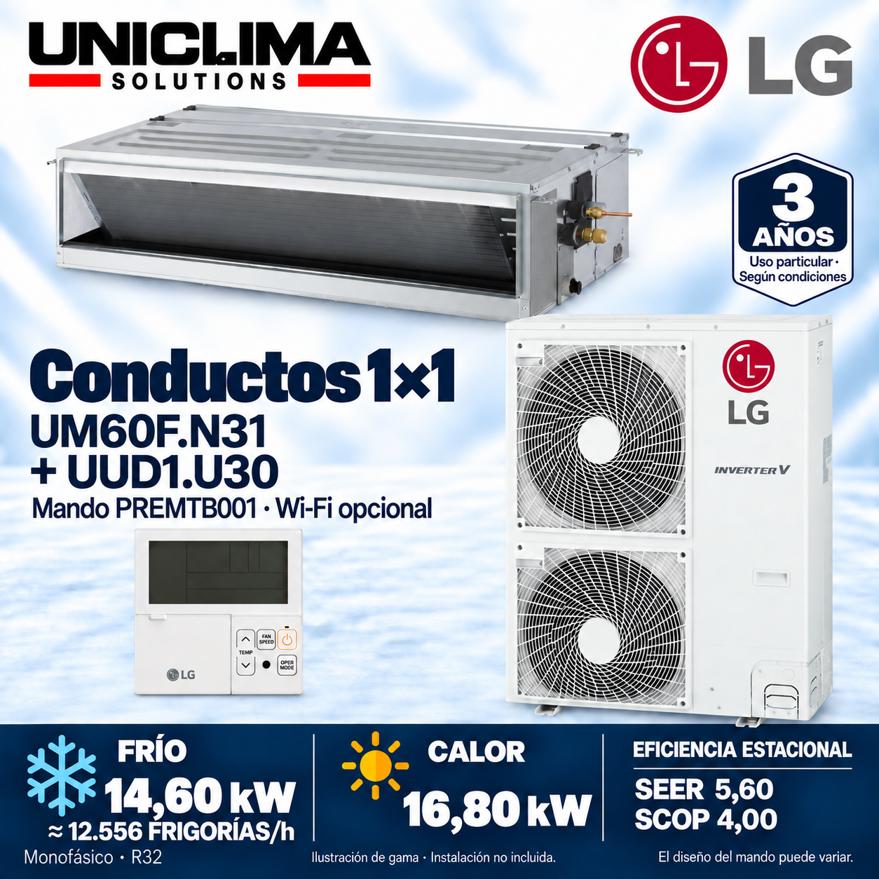 LG UM60F.N31 + UUD1.U30, 12.556 FRIGORIEN/h — Uniclima