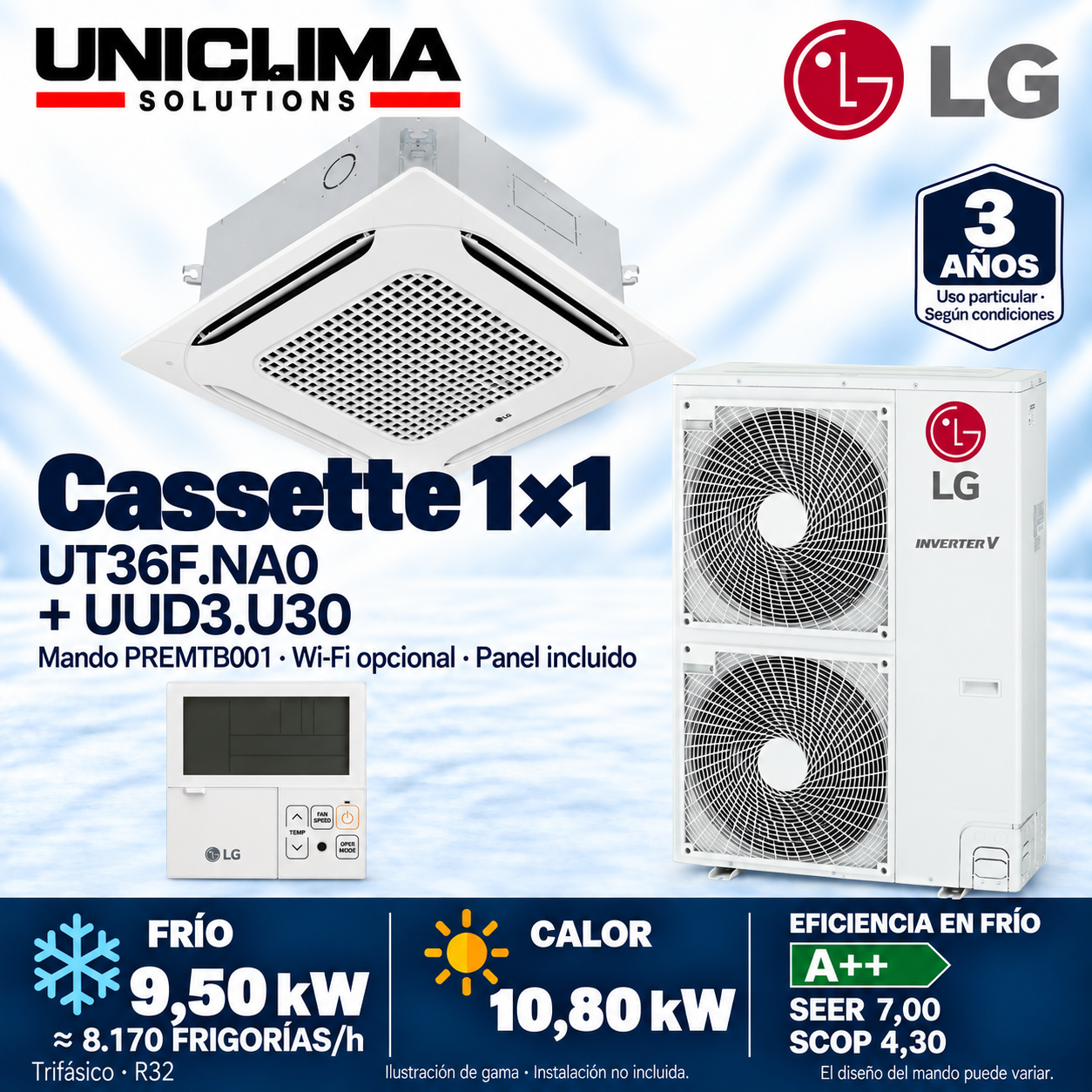 Conjunto LG UT36F.NA0 + UUD3.U30, 8.170 FRIGORIE/h — Uniclima