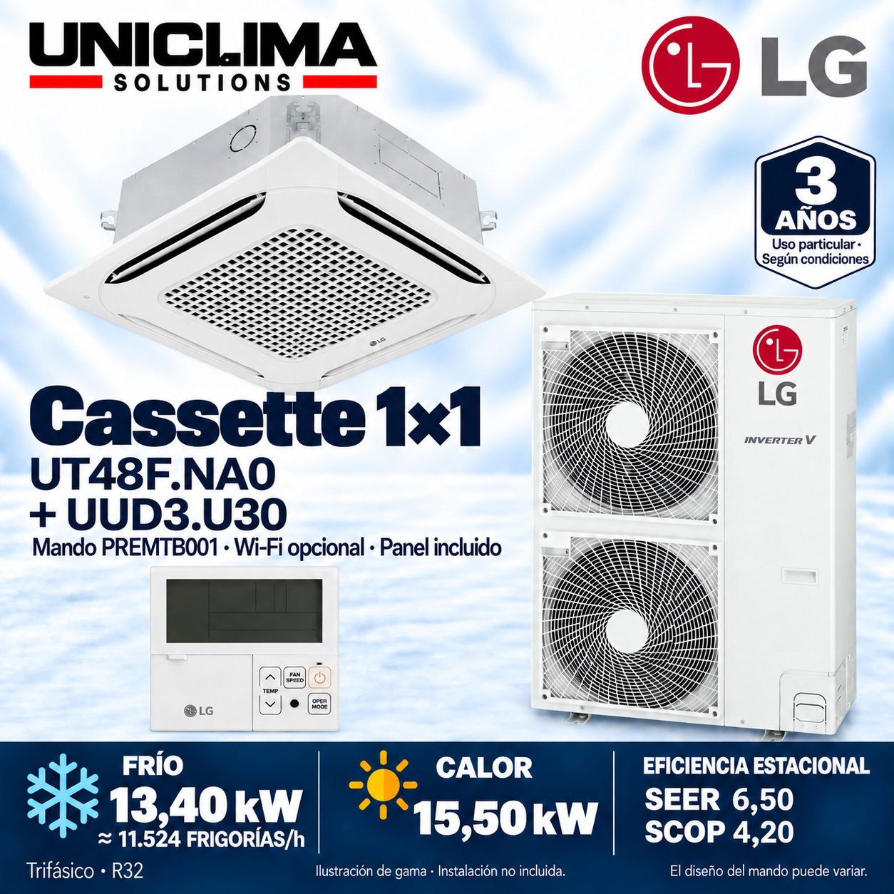 Conjunto LG UT48F.NA0 + UUD3.U30, 11.524 FRIGORÍE/h — Uniclima