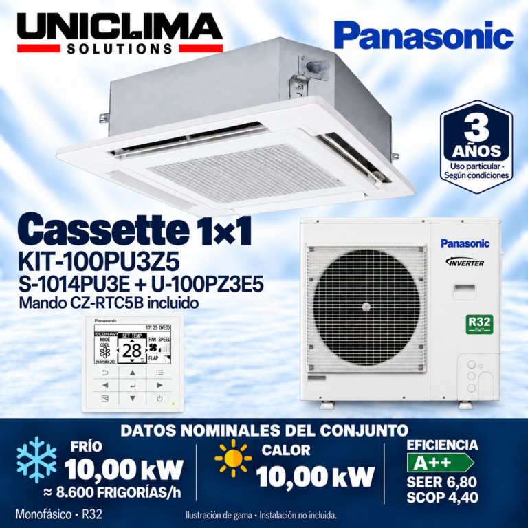 Conjunto Panasonic KIT-100PU3Z5, 8.600 FRIGORÍAS/h — Uniclima