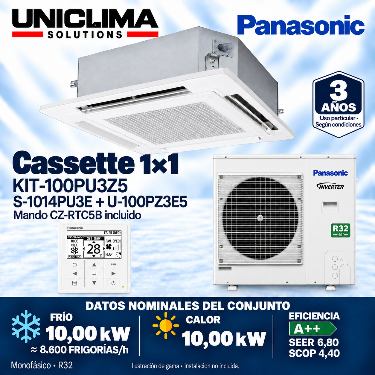 Panasonic KIT-100PU3Z5 set, 8,600 BTU/h — Uniclima