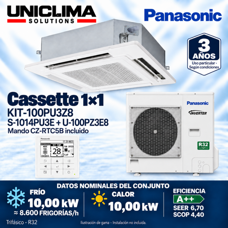 Conjunto Panasonic KIT-100PU3Z8, 8.600 FRIGORÍAS/h — Uniclima