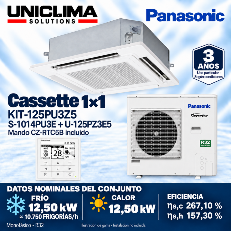 Conjunto Panasonic KIT-125PU3Z5, 10.750 FRIGORÍAS/h — Uniclima