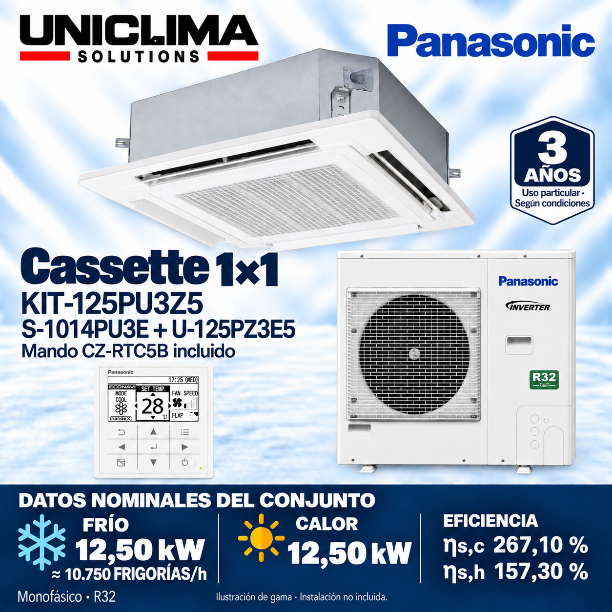 Panasonic KIT-125PU3Z5, 10.750 KÜHLEN/h — Uniclima