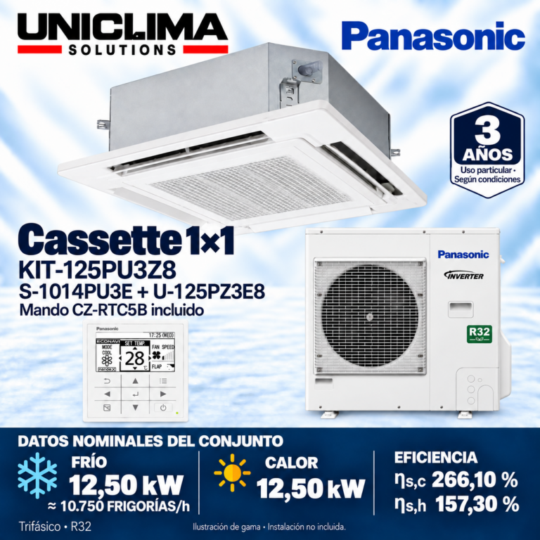 Conjunto Panasonic KIT-125PU3Z8, 10.750 FRIGORÍAS/h — Uniclima