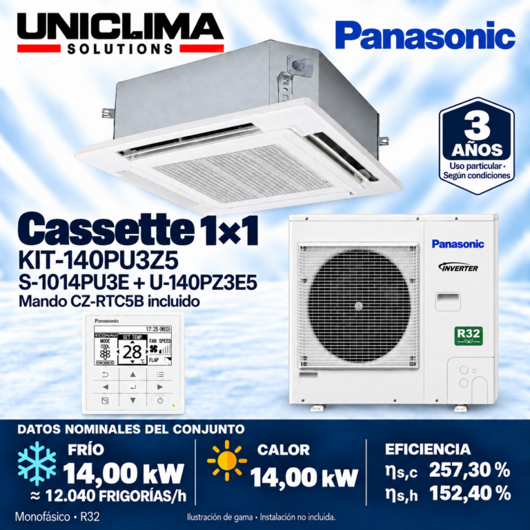 Conjunto Panasonic KIT-140PU3Z5, 12.040 FRIGORÍAS/h — Uniclima