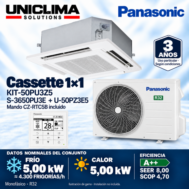 Conjunto Panasonic KIT-50PU3Z5, 4.300 FRIGORÍAS/h — Uniclima