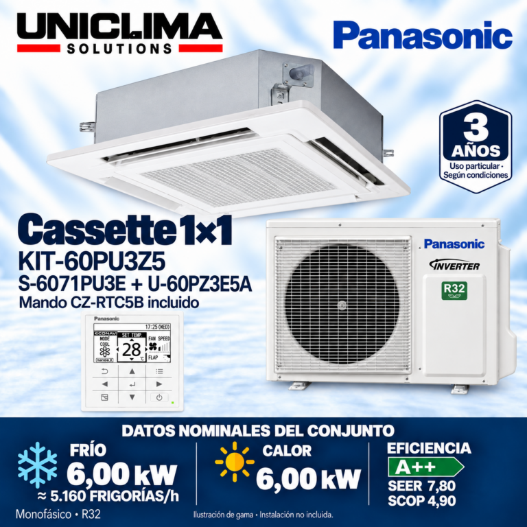 Conjunto Panasonic KIT-60PU3Z5, 5.160 FRIGORÍAS/h — Uniclima