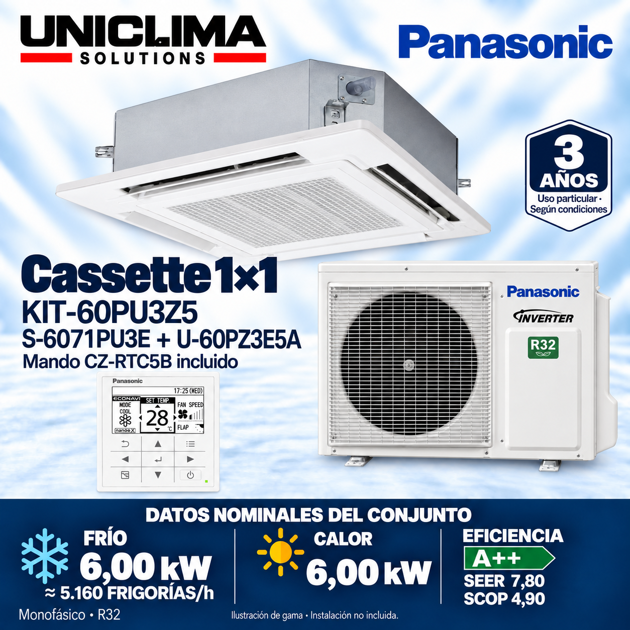 Conjunto Panasonic KIT-60PU3Z5, 5.160 FRIGORIE/h — Uniclima