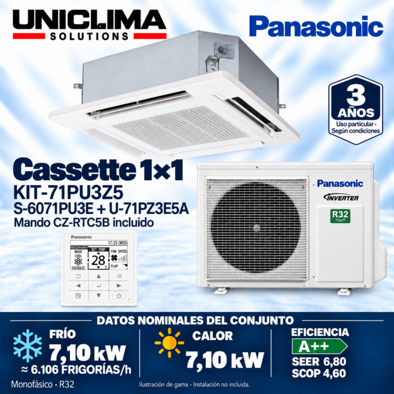 Conjunto Panasonic KIT-71PU3Z5, 6.106 FRIGORÍAS/h — Uniclima