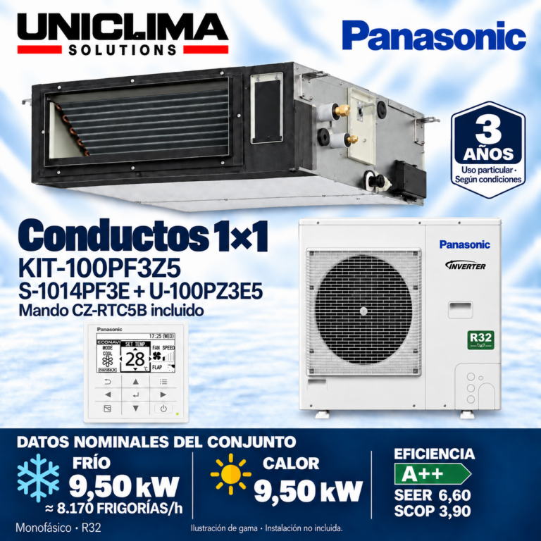 Conjunto Panasonic KIT-100PF3Z5, 8.170 FRIGORÍAS/h — Uniclima