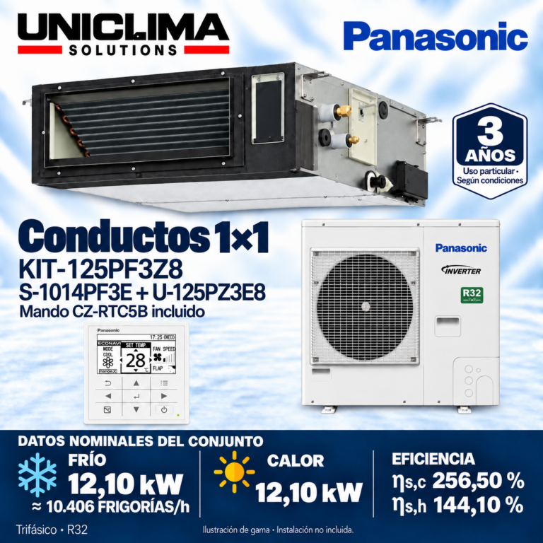 Conjunto Panasonic KIT-125PF3Z8, 10.406 FRIGORÍAS/h — Uniclima