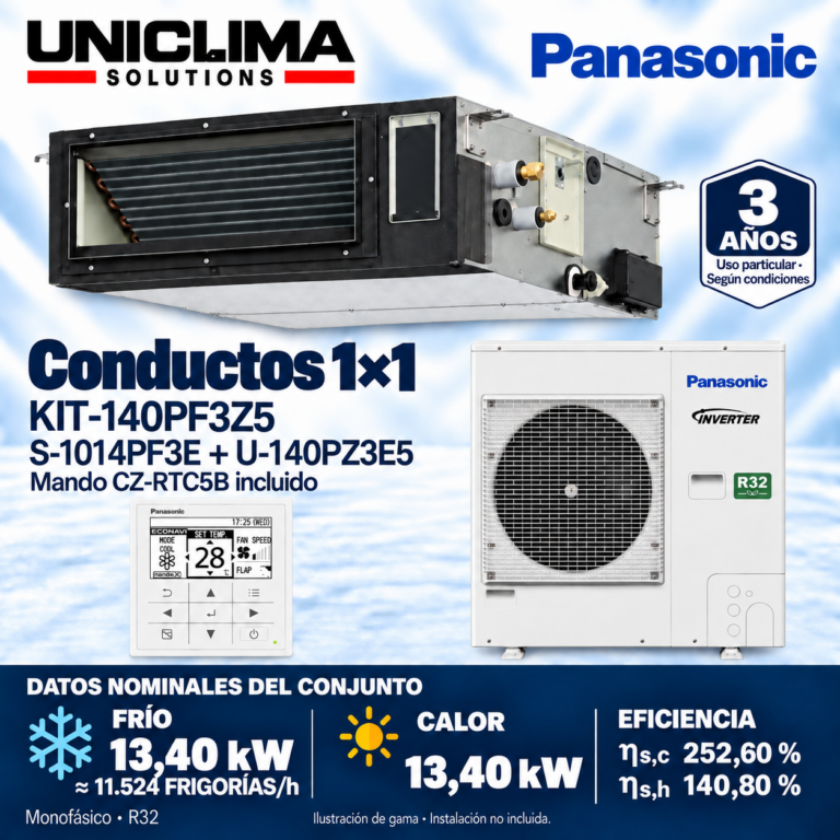 Conjunto Panasonic KIT-140PF3Z5, 11.524 FRIGORÍAS/h — Uniclima