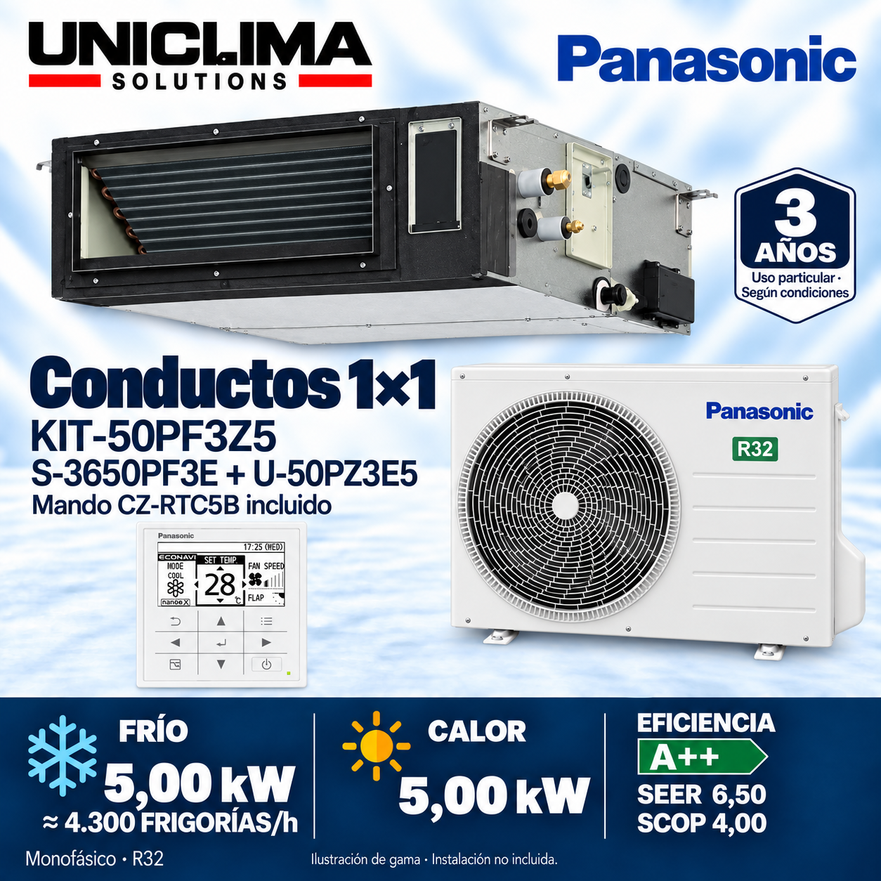 Conjunto Panasonic KIT-50PF3Z5, 4.300 FRIGORII/h — Uniclima