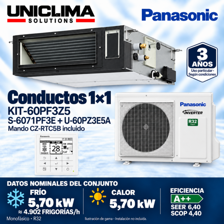 Conjunto Panasonic KIT-60PF3Z5, 4.902 FRIGORÍAS/h — Uniclima