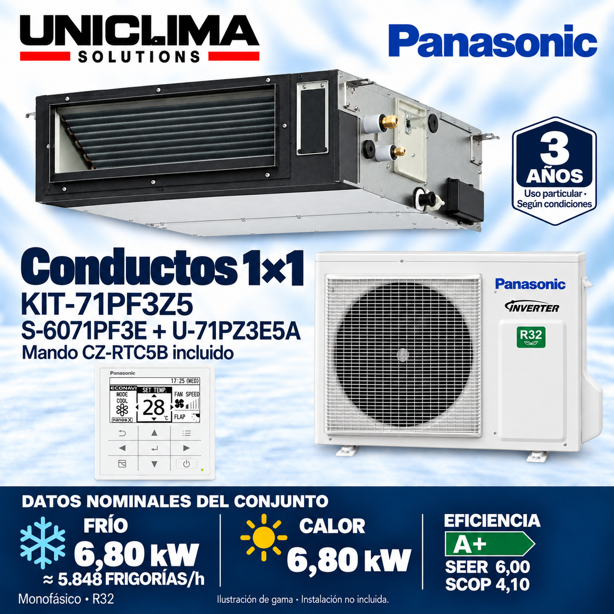Ensemble Panasonic KIT-71PF3Z5, 5.848 FRIGORÍES/h — Uniclima