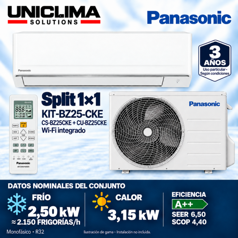 Conjunto Panasonic KIT-BZ25-CKE, 2.150 FRIGORÍAS/h — Uniclima