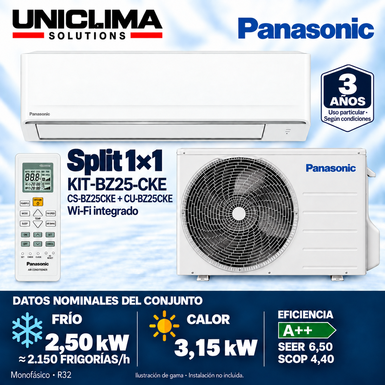 Panasonic KIT-BZ25-CKE, 2.150 KÜHLUNG/h — Uniclima